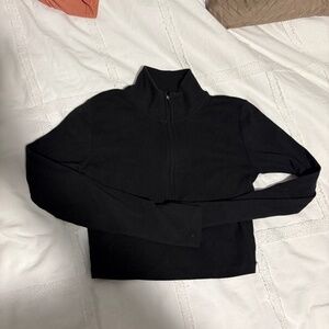 Aritzia Black Zip-Up Mock Neck Top Size: XS (best fit XS–S)